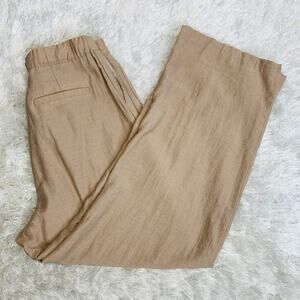 Domingo Blue Tan Pleat Front Relaxed Trousers Sz Medium